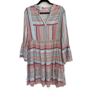 Pretty Chic Striped Boho Colorful Tiered Dress Size Small-Med no wear nwot C123